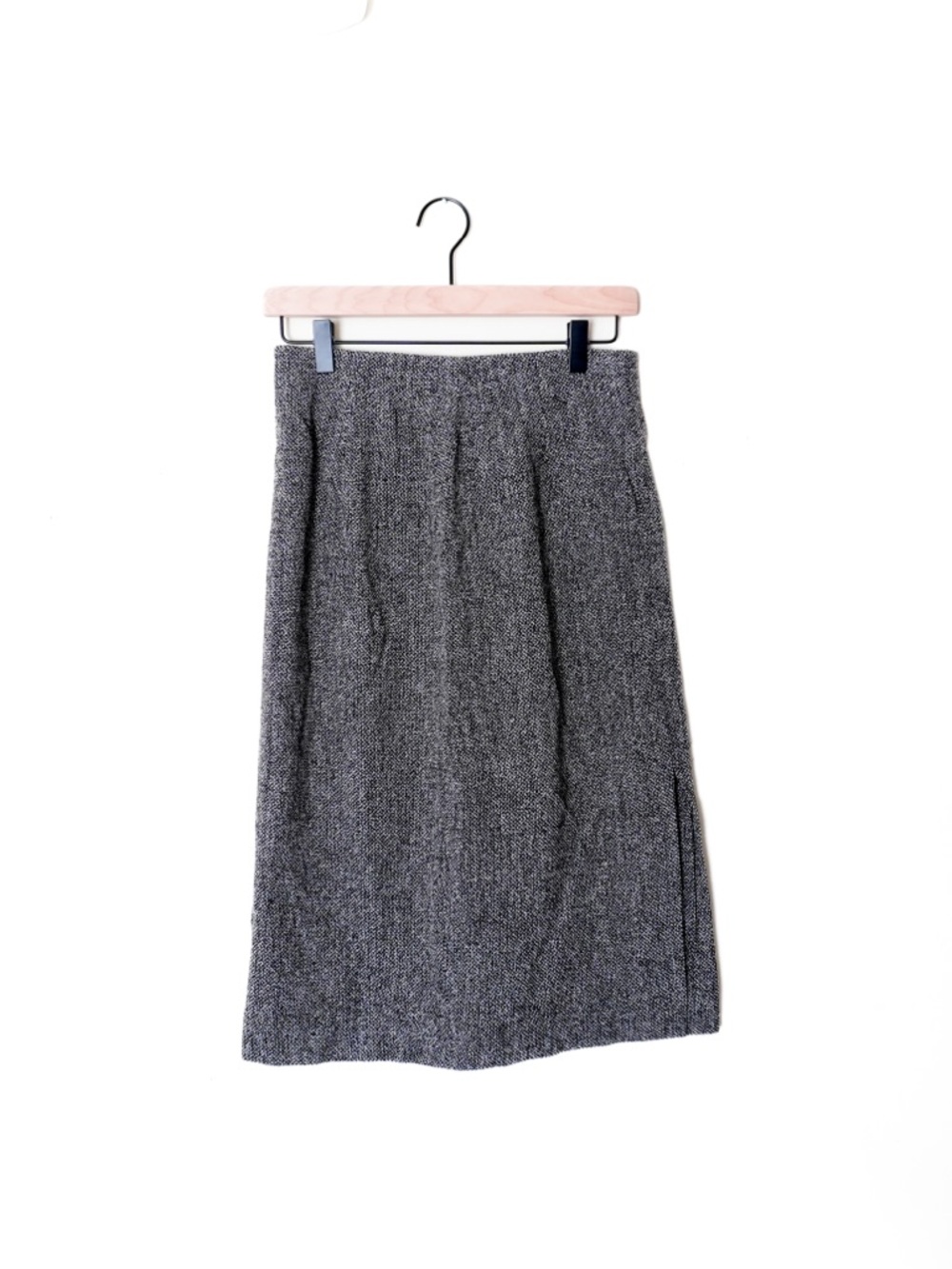 MaxMara Wool Blend Marled Grey Side Slit Skirt